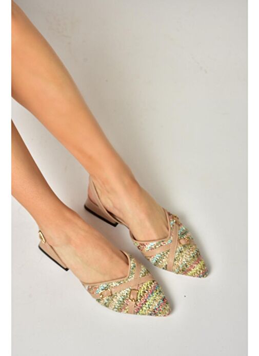 S960543104 Multi Kumaş Kalın Topuklu Kadın Ayakkabı - Görsel 4