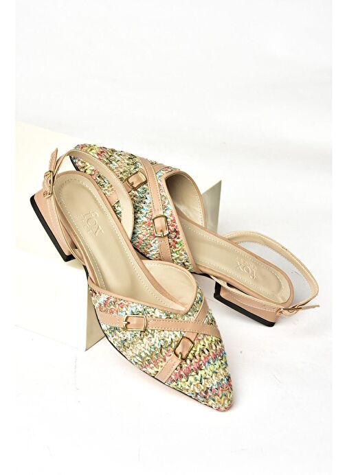 S960543104 Multi Kumaş Kalın Topuklu Kadın Ayakkabı - Görsel 7