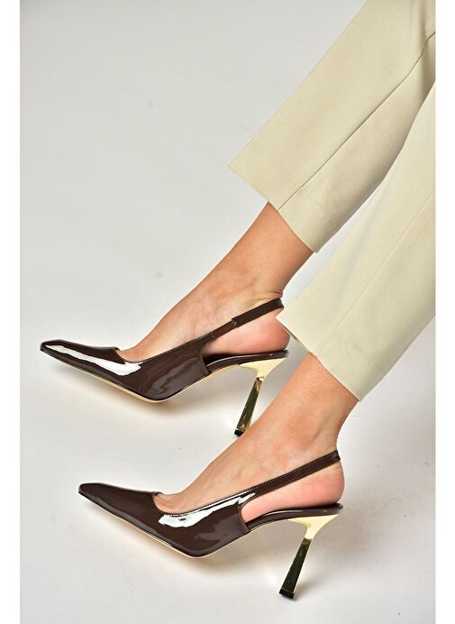 S752074608 Kahverengi Rugan Kalın Topuklu Kadın Ayakkabı - Görsel 2