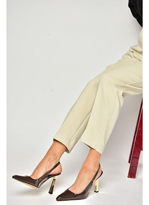 S752074608 Kahverengi Rugan Kalın Topuklu Kadın Ayakkabı - Görsel 3