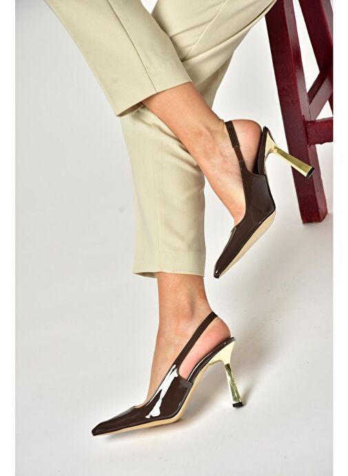 S752074608 Kahverengi Rugan Kalın Topuklu Kadın Ayakkabı - Görsel 5