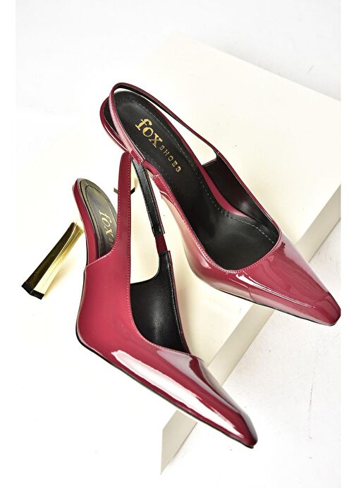 S752074608 Bordo Rugan Kalın Topuklu Kadın Ayakkabı - Görsel 7