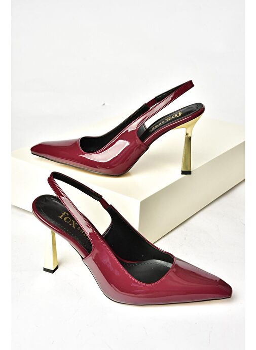 S752074608 Bordo Rugan Kalın Topuklu Kadın Ayakkabı - Görsel 8