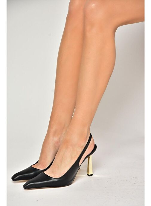 S752074609 Siyah Kalın Topuklu Kadın Ayakkabı - Görsel 3