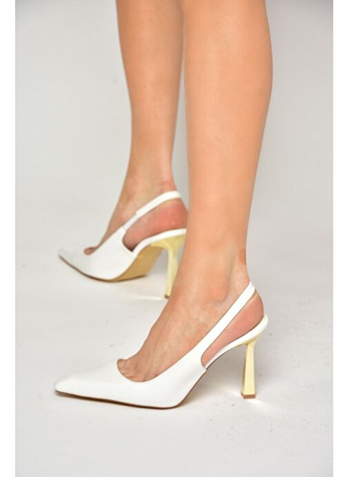 S752074609 Beyaz Kalın Topuklu Kadın Ayakkabı - Görsel 2