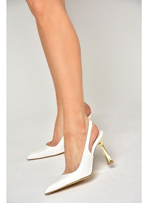 S752074609 Beyaz Kalın Topuklu Kadın Ayakkabı - Görsel 3