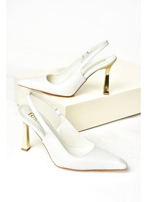 S752074609 Beyaz Kalın Topuklu Kadın Ayakkabı - Görsel 6