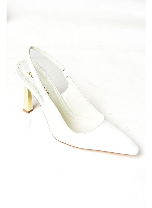 S752074609 Beyaz Kalın Topuklu Kadın Ayakkabı - Görsel 8