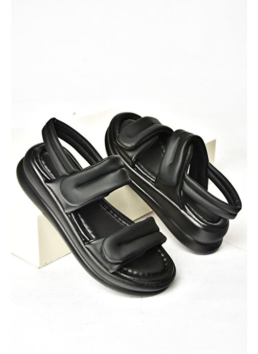 S973910409 Siyah Kadın Sandalet - Görsel 6