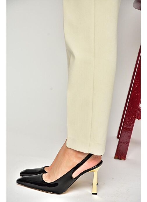 S752074608 Siyah Rugan Kalın Topuklu Kadın Ayakkabı - Görsel 3