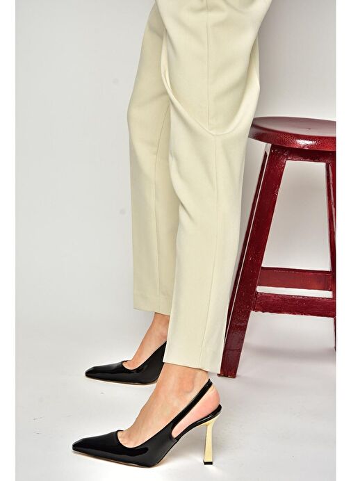 S752074608 Siyah Rugan Kalın Topuklu Kadın Ayakkabı - Görsel 4