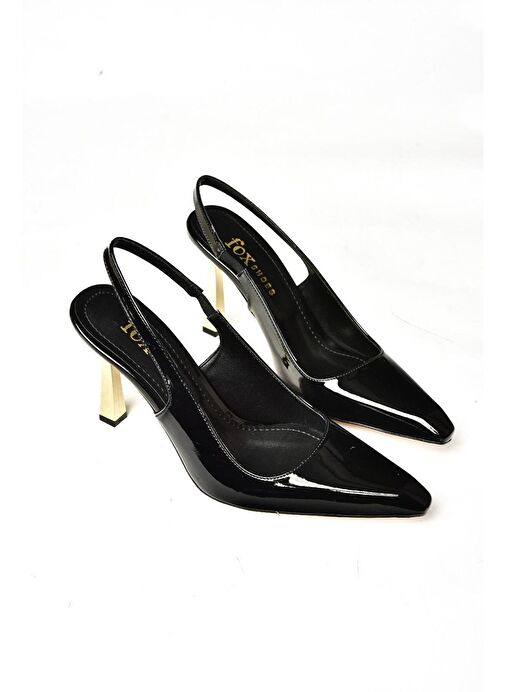 S752074608 Siyah Rugan Kalın Topuklu Kadın Ayakkabı - Görsel 7