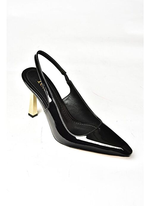 S752074608 Siyah Rugan Kalın Topuklu Kadın Ayakkabı - Görsel 9