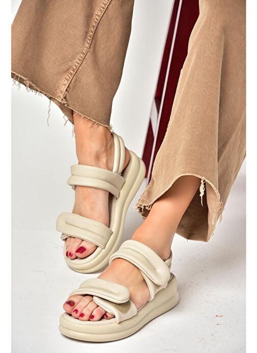 S973910409 Bej Kadın Sandalet - Görsel 2