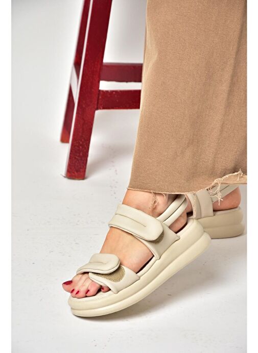 S973910409 Bej Kadın Sandalet - Görsel 3