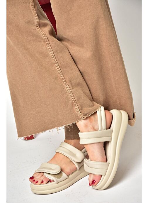 S973910409 Bej Kadın Sandalet - Görsel 4
