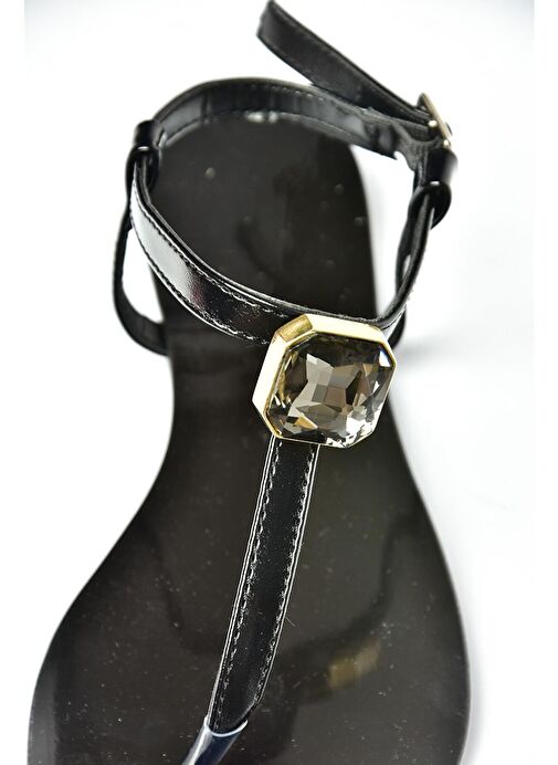 S272095209 Siyah Parmak Arası Kadın Sandalet - Görsel 7