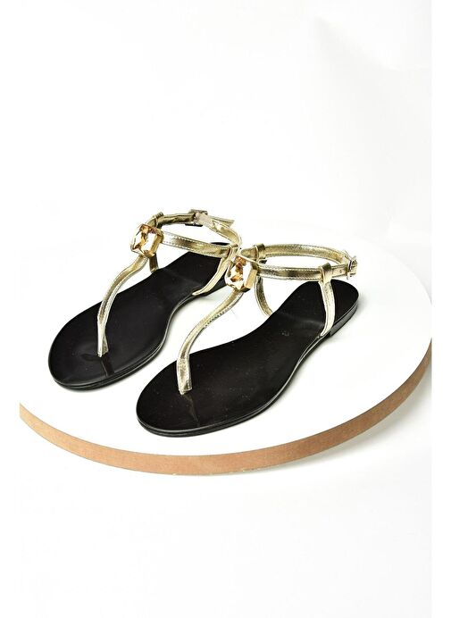 S272095209 Altın Parmak Arası Kadın Sandalet - Görsel 5