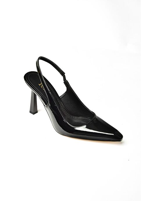 S752063408 Siyah Rugan Kalın Topuklu Kadın Ayakkabı - Görsel 7