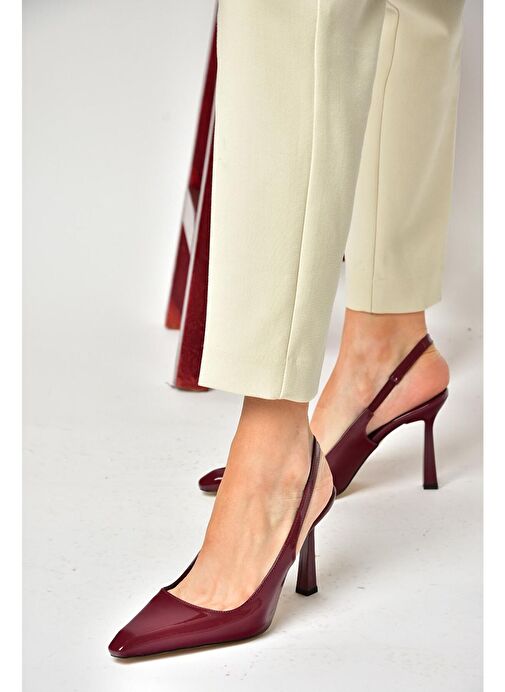 S752063408 Bordo Rugan Kalın Topuklu Kadın Ayakkabı - Görsel 3