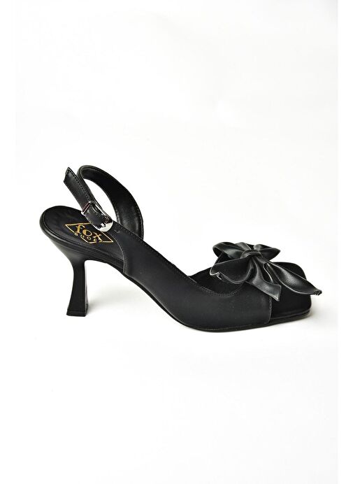 K749384909 Siyah Kurdele Detaylı Kadın Topuklu Ayakkabı - Görsel 7