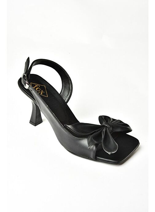 K749384909 Siyah Kurdele Detaylı Kadın Topuklu Ayakkabı - Görsel 8