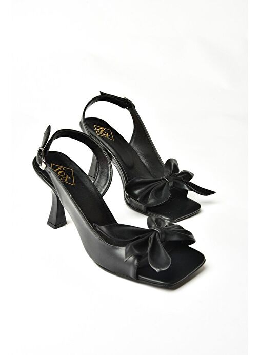 K749384909 Siyah Kurdele Detaylı Kadın Topuklu Ayakkabı - Görsel 9