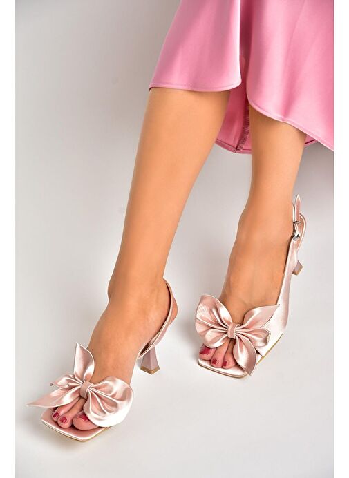 K749384904 Pudra Kumaş Kadın Topuklu Ayakkabı - Görsel 3