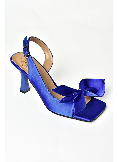 K749384904 Saks Mavi Kumaş Kadın Topuklu Ayakkabı - Görsel 8