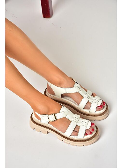 S437302009 Beyaz Kalın Tabanlı Kadın Sandalet - Görsel 8