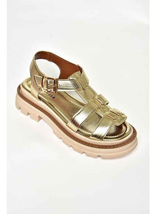 S437302009 Altın Kalın Tabanlı Kadın Sandalet - Görsel 7