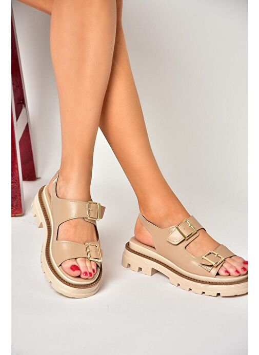 S437302209 Ten Kalın Tabanlı Kadın Sandalet - Görsel 3