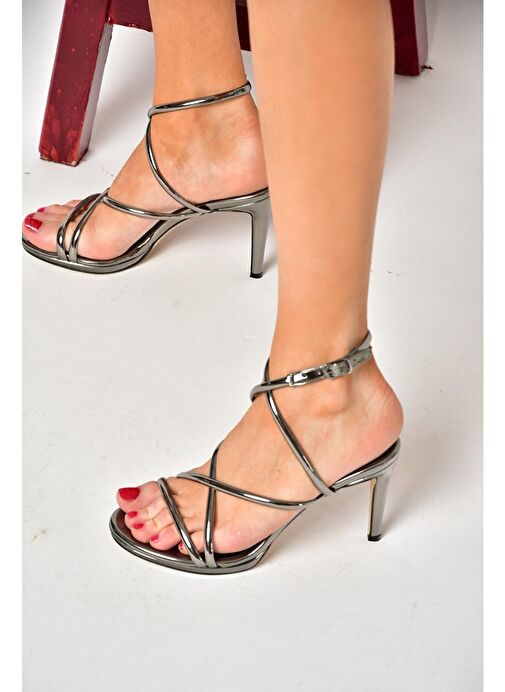 S569716534 Platin Ayna İnce Topuklu Kadın Abiye Ayakkabı - Görsel 5