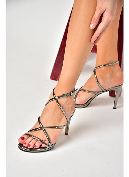 S569716534 Platin Ayna İnce Topuklu Kadın Abiye Ayakkabı - Görsel 6