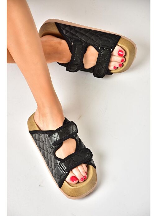S811546209 Siyah Kalın Tabanlı Kadın Terlik - Görsel 4
