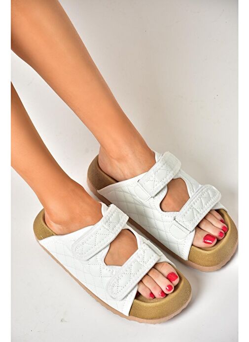 S811546209 Beyaz Kalın Tabanlı Kadın Terlik - Görsel 2