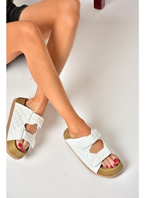 S811546209 Beyaz Kalın Tabanlı Kadın Terlik - Görsel 3