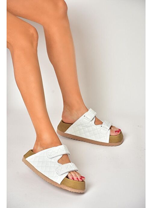 S811546209 Beyaz Kalın Tabanlı Kadın Terlik - Görsel 4