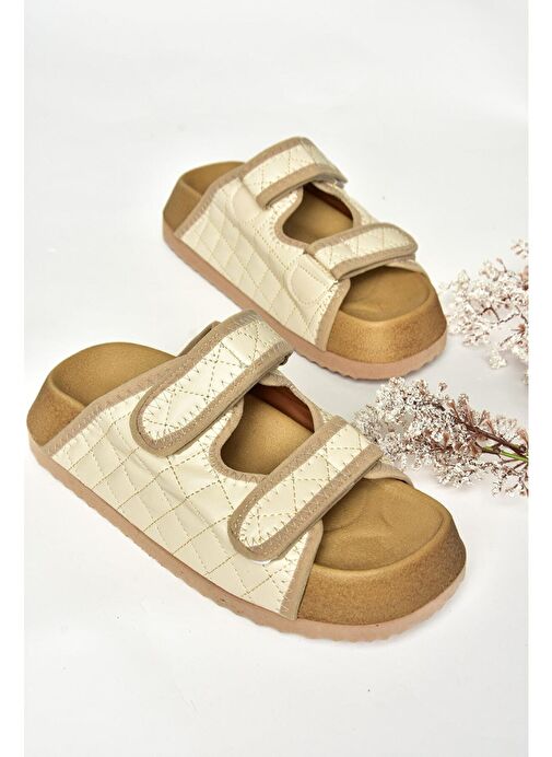 S811546209 Bej Kalın Tabanlı Kadın Terlik - Görsel 8