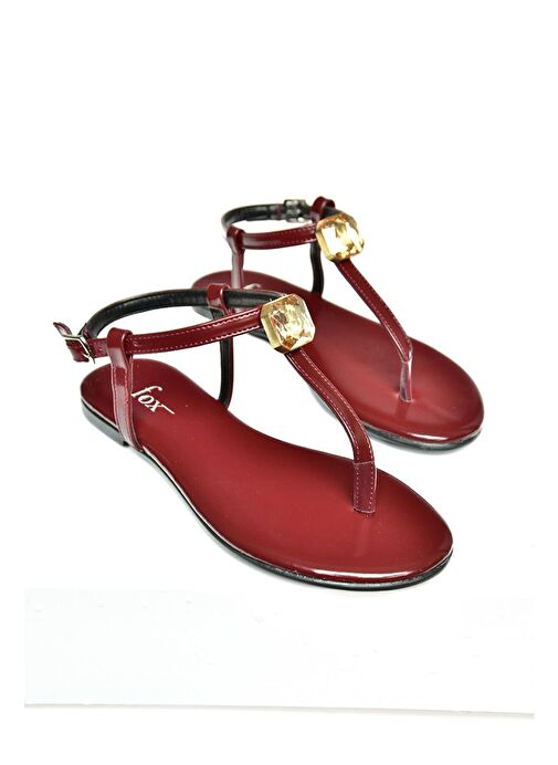 S272095209 Bordo Parmak Arası Kadın Sandalet - Görsel 6