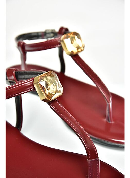 S272095209 Bordo Parmak Arası Kadın Sandalet - Görsel 9