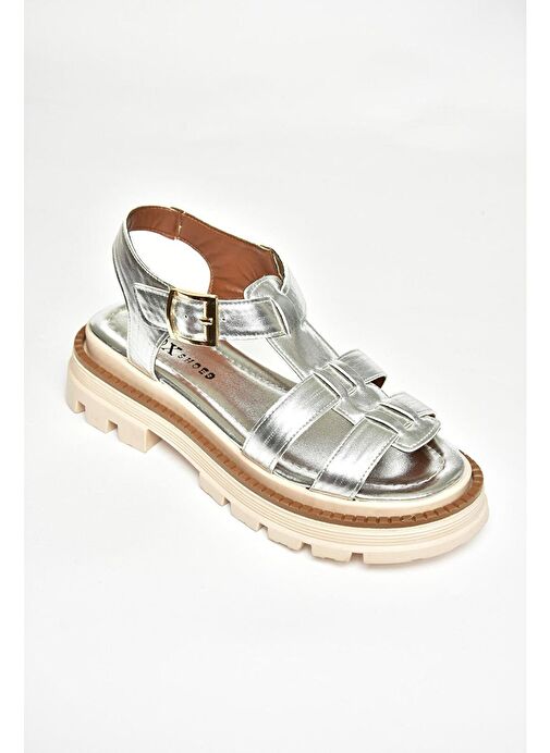 S437302009 Gümüş Kalın Tabanlı Kadın Sandalet - Görsel 6