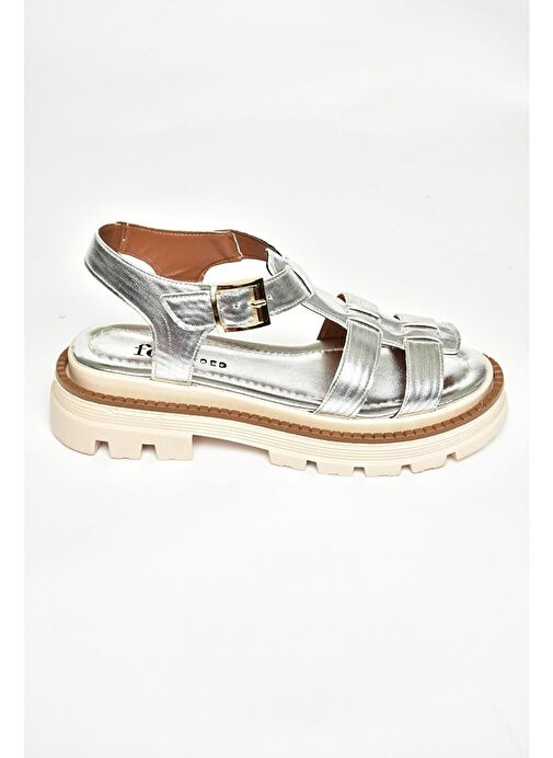 S437302009 Gümüş Kalın Tabanlı Kadın Sandalet - Görsel 8