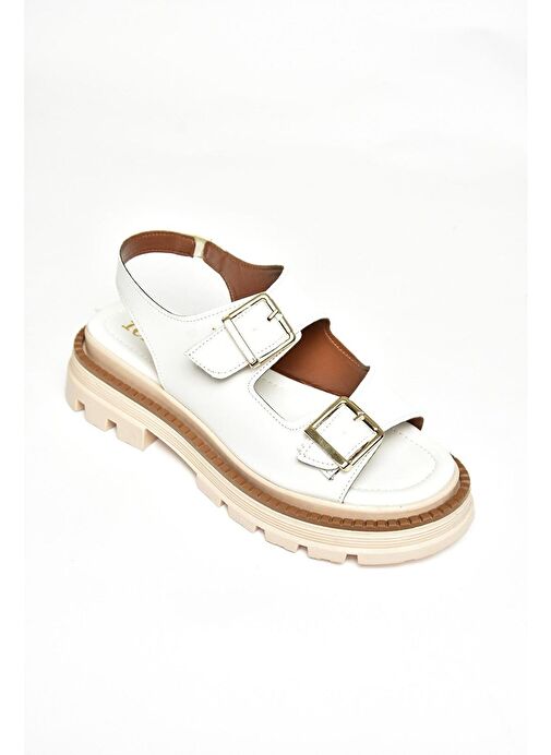 S437302209 Beyaz Kalın Tabanlı Kadın Sandalet - Görsel 7