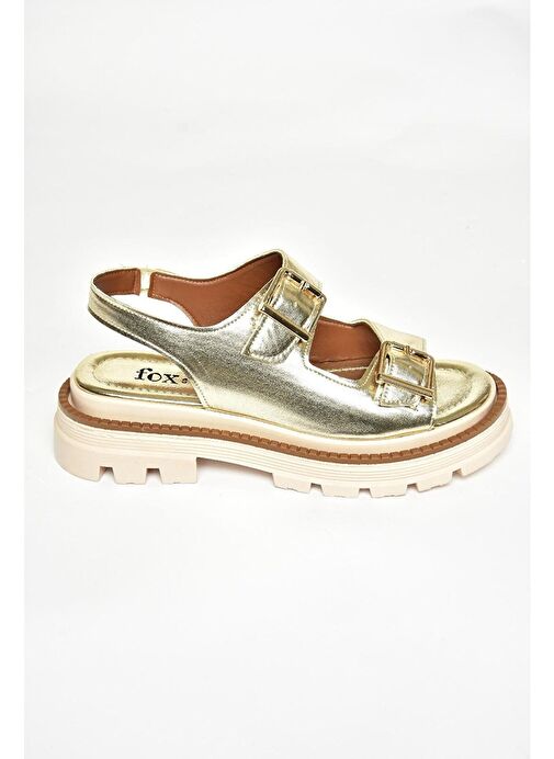 S437302209 Altın Kalın Tabanlı Kadın Sandalet - Görsel 7