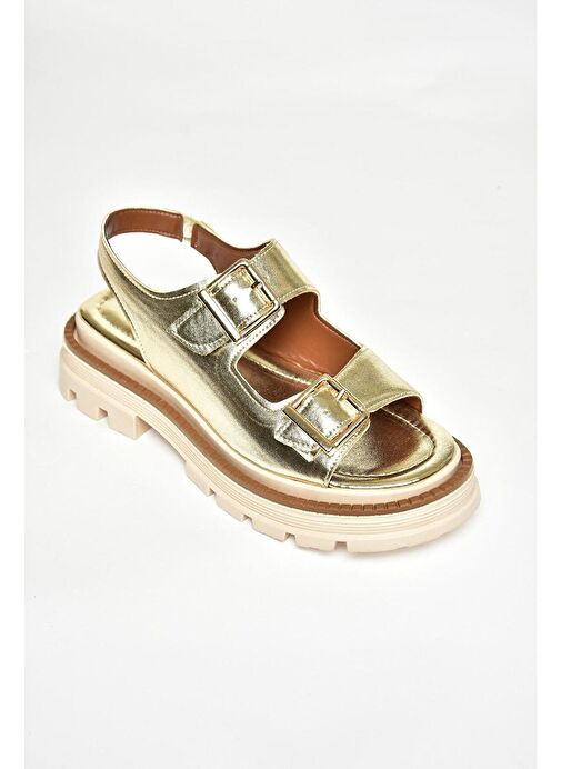 S437302209 Altın Kalın Tabanlı Kadın Sandalet - Görsel 8