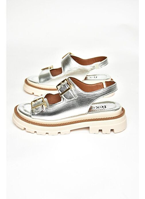 S437302209 Gümüş Kalın Tabanlı Kadın Sandalet - Görsel 8