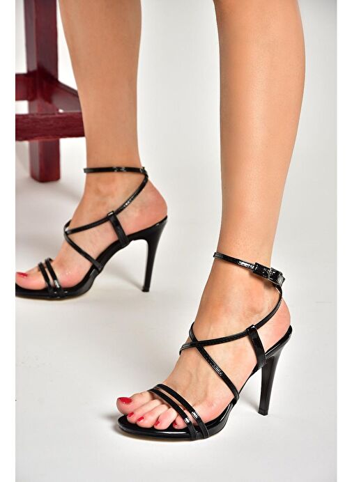 S997066308 Siyah Rugan İnce Topuklu Kadın Abiye Ayakkabı - Görsel 5