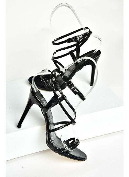 S997066308 Siyah Rugan İnce Topuklu Kadın Abiye Ayakkabı - Görsel 8