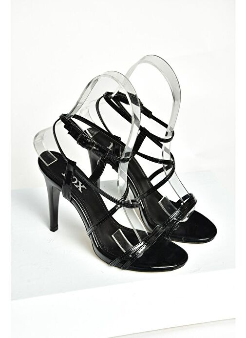 S997066308 Siyah Rugan İnce Topuklu Kadın Abiye Ayakkabı - Görsel 9